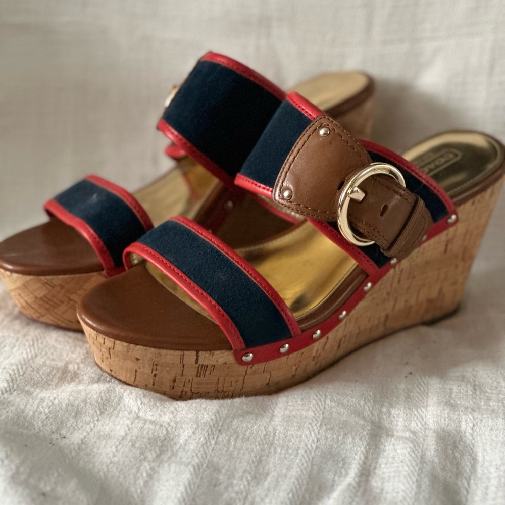 COACH Cortnee Platform Sandals - Navy/Blossom